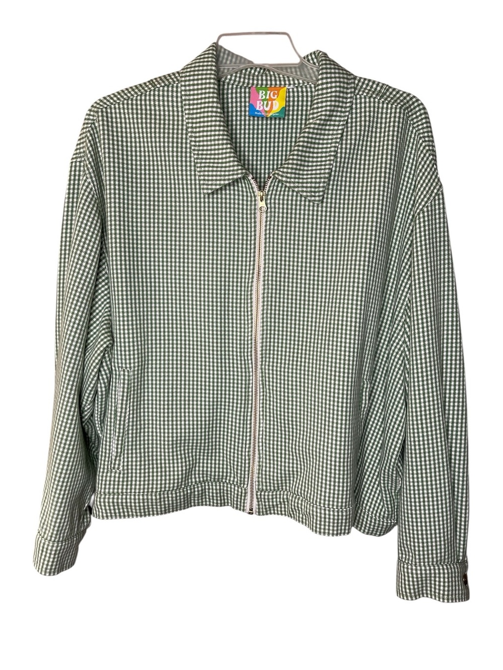 Big Bud Press Zip-Front Green Gingham Jacket